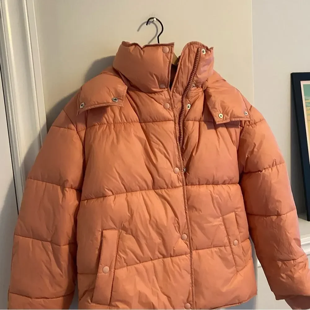 J. Crew Pink Signature Puffer Coat Small